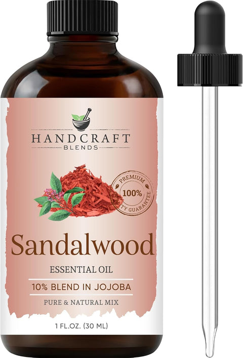 Handcraft Blends Sandalwood Essential Oil – 1 Fl Oz – Pure and Natural – Premium Grade Essential Oil for Diffuser and Aromatherapy, Skin, Massage, Candle and Soap Making Fragrance