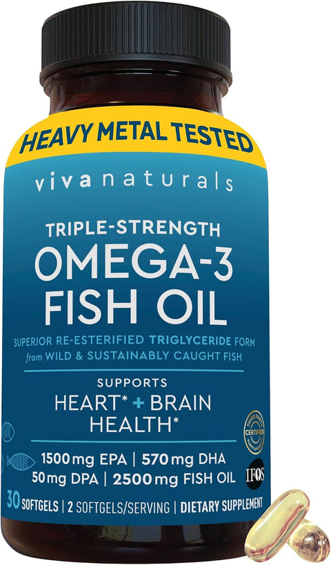 Viva Naturals Omega 3 Fish Oil Supplement for Women and Men