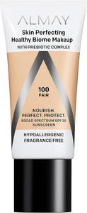 Almay Skin Perfecting Healthy Biome Foundation Makeup, 100 Fair, 1 fl oz