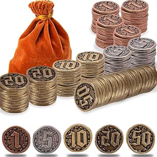 Metal Coins for Board Games, 90 PCS Mixed Set, Game Coins for RPG Tabletop