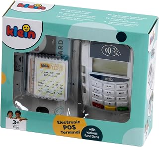 Klein Theo Electronic Point of Sale Terminal - Light & Sound Toy, POS Payment Terminal, Credit Card-Receipts, Shopping Register Roleplay, Kids 3+