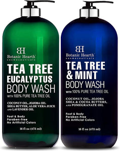 Botanic Hearth Tea Tree Body Wash & Silicone Body Brush - 16 fl oz Set of 2 - Personal Care