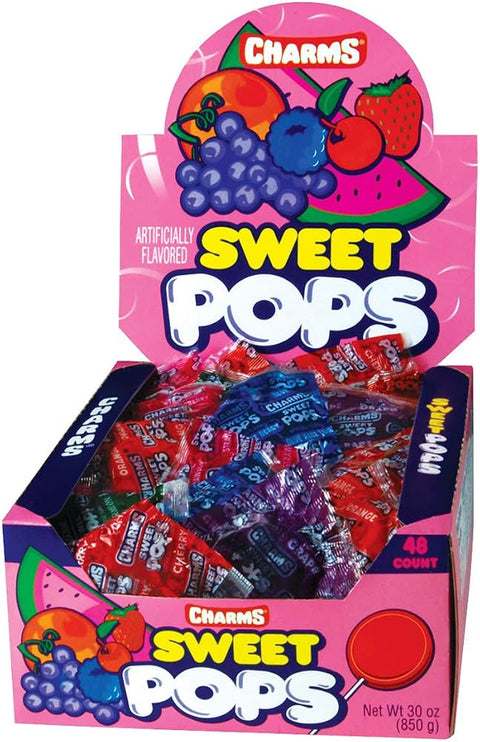 Charms Sweet Pops Lollipops, Assorted Fruit Flavors, 48 Count Box