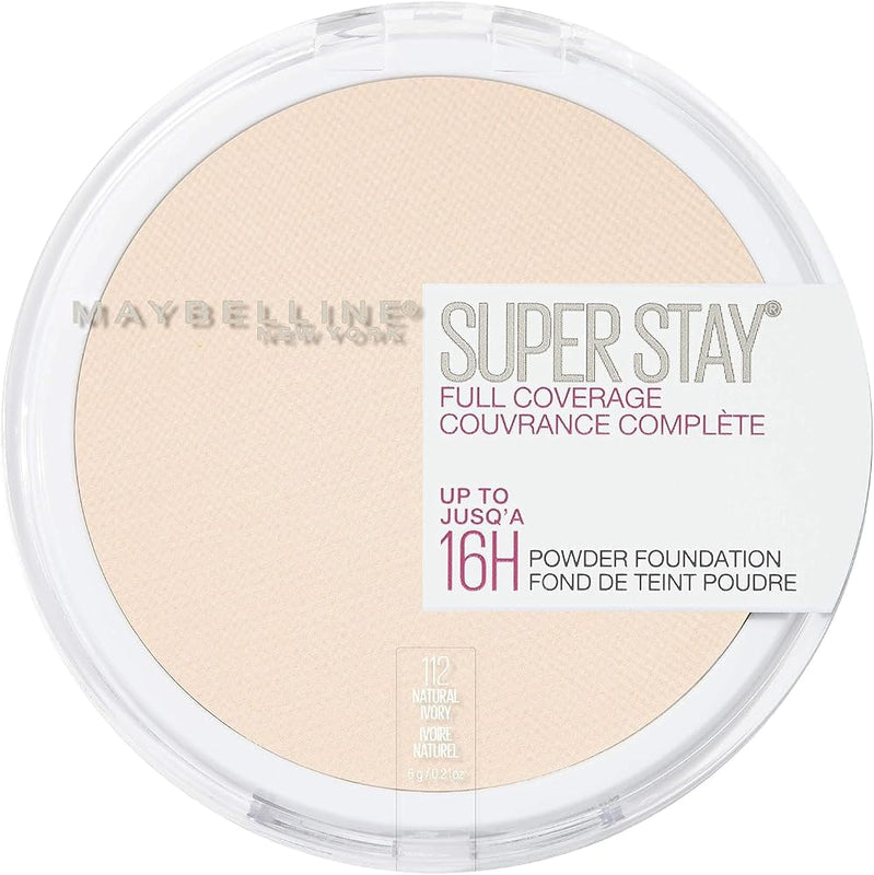 Maybelline Super Stay Full Coverage Powder Foundation Makeup, Up to 16 Hour Wear, Soft, Creamy Matte Foundation, Natural Ivory, - Face Makeup - Beauty