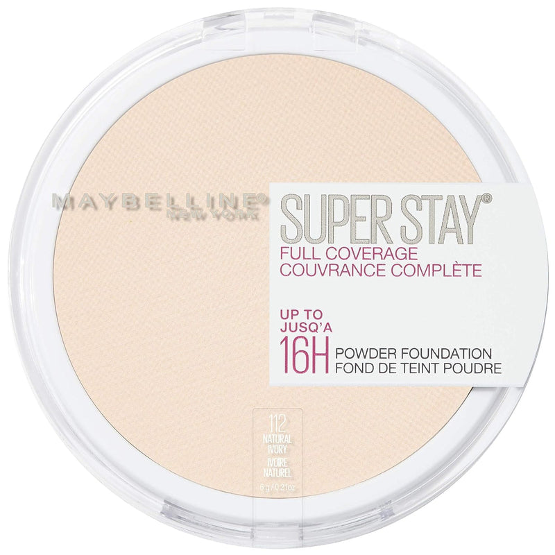 Maybelline Super Stay Full Coverage Powder Foundation Makeup, Up - 112 NATURAL IVORY (1 Count)