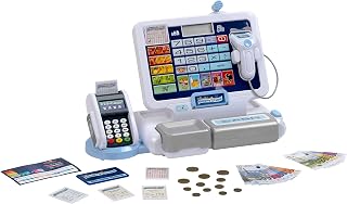 Klein Theo 9324 Tablet Cash Station I Play Cash Register with Sound and Detachable Tablet, POS Terminal with Mechanical Function, Scanner and Play Money I Toys for Children Aged 3 Years and Over