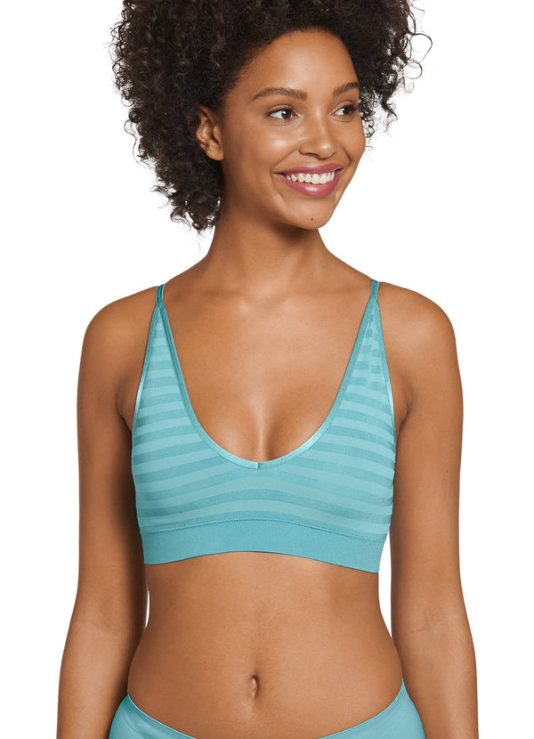 Jockey Women's Bra Matte & Shine Seamfree Bralette, Out of The Blue, L