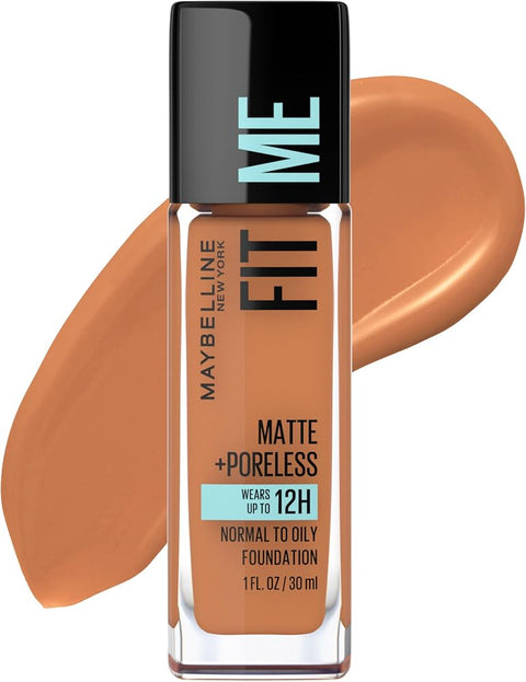 Maybelline New York Fit Me Matte Plus Pore Less Foundation, Spicy Brown, 1 Fluid Ounce