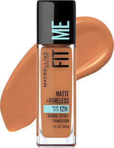 Maybelline New York Fit Me Matte Plus Pore Less Foundation, Spicy Brown, 1 Fluid Ounce