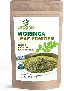 Organic Moringa Powder - 1.10 lbs (17.64 oz) | USDA Organics, Non-GMO, Kosher, Halal, Moringa Oleifera Leaf Powder - 100% Raw and Natural, Gluten-Free