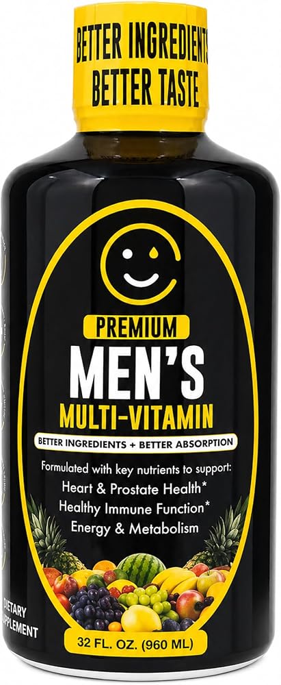 HappySupp Liquid Multivitamin for Men | Premium | Sugar Free | 100+ Vitamins, Minerals & Amino Acids to Support Muscle, Heart, Brain Health & Energy | 98% Absorption Rate | Non-GMO | 32 Serv