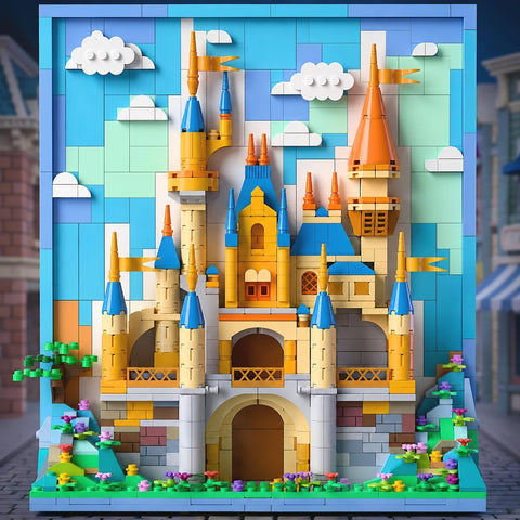 Micro Brick Castle Building Blocks Toy Set, Creative Home Wall Decor and Office Art Painting for Girls Ages 8+, DIY 3D Castle Model for Adults, Teens & Kids, Birthday Gift Idea for 8-14 Year Old Girl