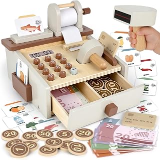 Cash Register for Kids Play Money with Scanner Boys Girls Birthday Gift