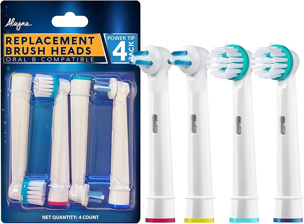 Alayna Ortho & Power Tip Brush Heads Compatible with Oral-B, 4 Pack