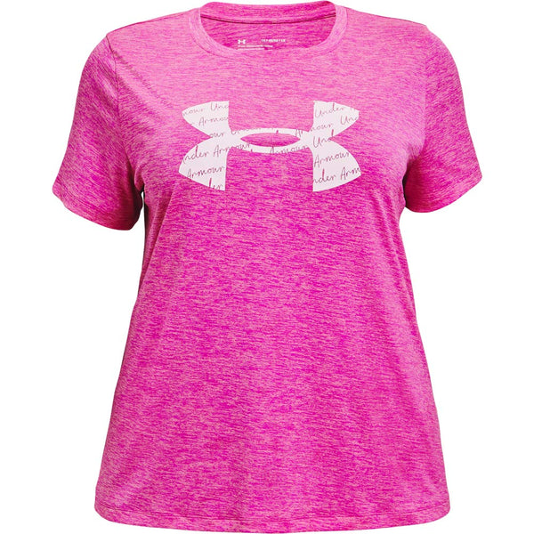 Under Armour Tech Twist Big Logo Short Sleeve Crew Neck T-shirt, Meteor Pink/White, X-Small