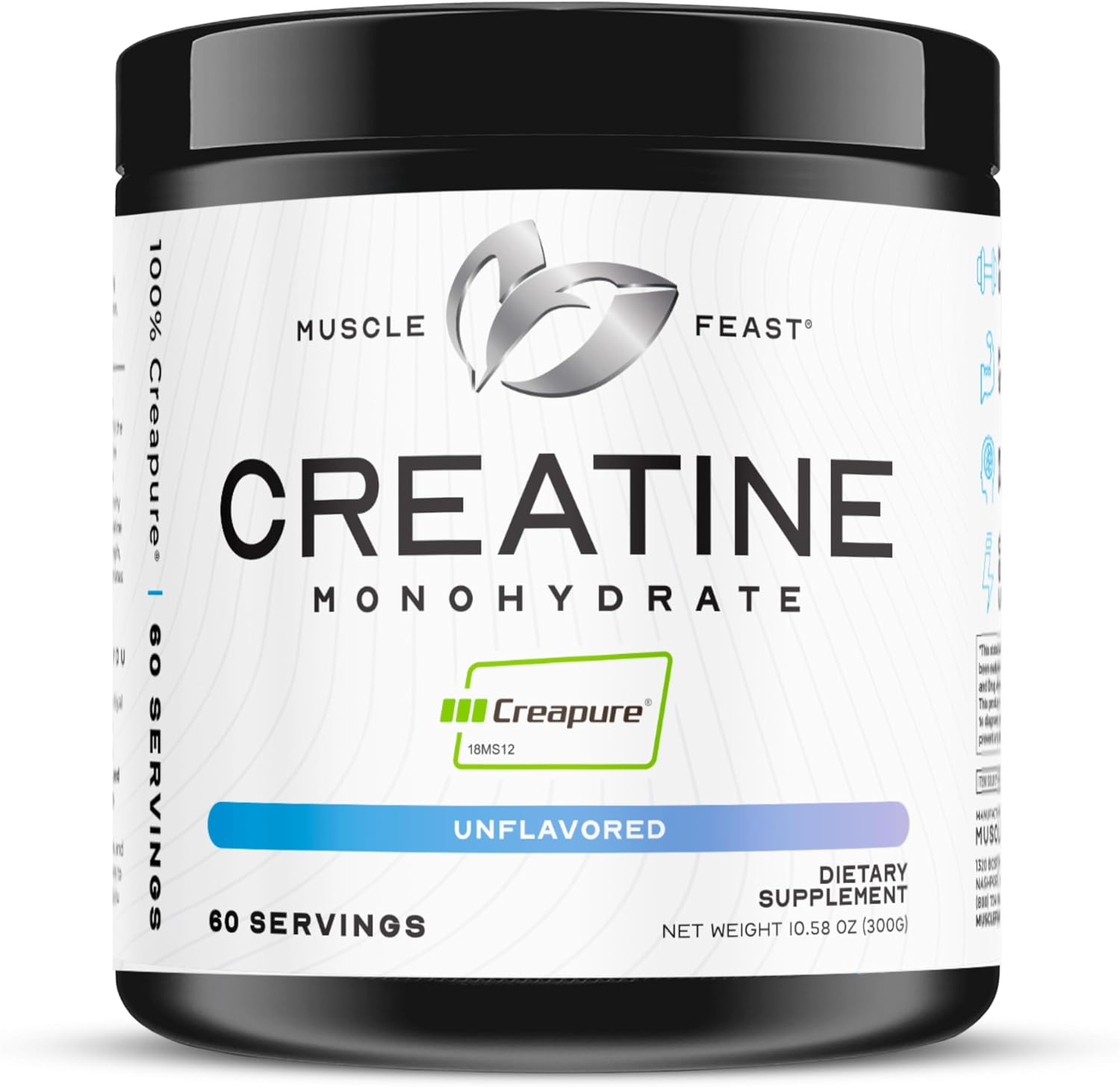 Muscle Feast Creapure Creatine Monohydrate Powder, Unflavored (300g)