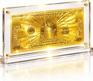 blinkee Million Dollar Bill with Acrylic Display Stand – Gold Foil Novelty Collectible Desk Decoration, Motivational Wealth Display, Funny Success Gift for Entrepreneurs, Graduates & Office Desk