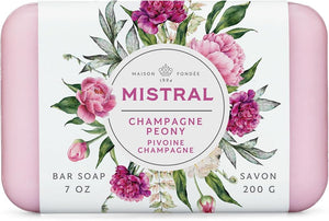 Mistral Champagne Peony Classic French Bar Soap for Women & Men, 2 x 7 oz - Personal Care