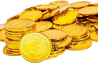 100 Pcs Plastic Gold Coins Bulk,Pirate Gold Coins for Treasure Hunt Games,Party Decorations,Pirate Games,Parade,Rewards,Novelty Party Favors