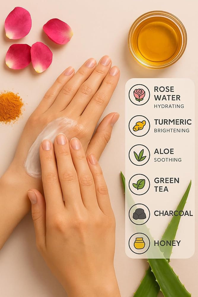 Gentle Daily Facial Cleanser with Botanical Ingredients – Rose Water, Turmeric, Charcoal & Aloe Cream Cleanser with Licorice Root & Vitamin C for Bright, Clear, Healthy Skin