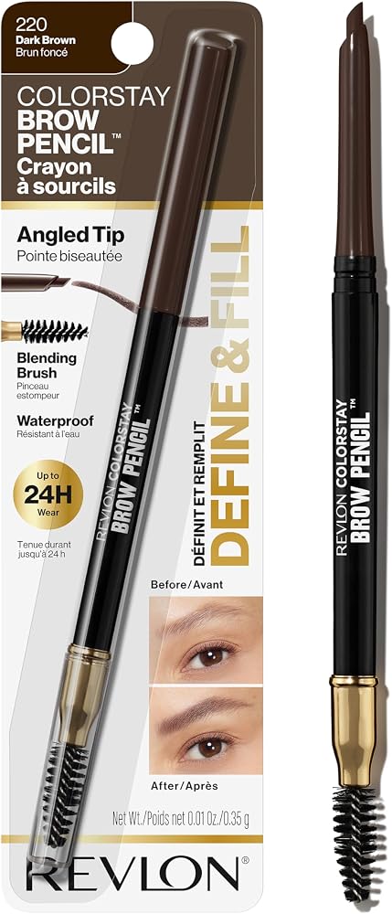 Revlon ColorStay Brow Pencil, 220 Dark Brown, 0.021 oz
