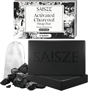 Activated Charcoal Soap Bar for Acne and Oil Skin, Natural Black Soap for Face and Body Paraben and Sulfate-Free, 8 Ounce - Personal Care