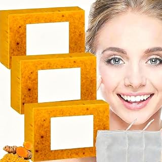 Lemon Turmeric Soap + 3 Bubble Nets | Organic Face & Body Bar | Cleansing & Exfoliating | All Skin Types - Personal Care