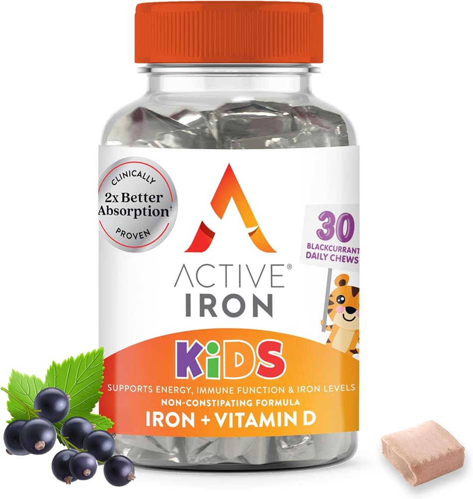 Active Iron Supplement 7mg + Vitamin D for Kids, Clinically Proven, Gentle
