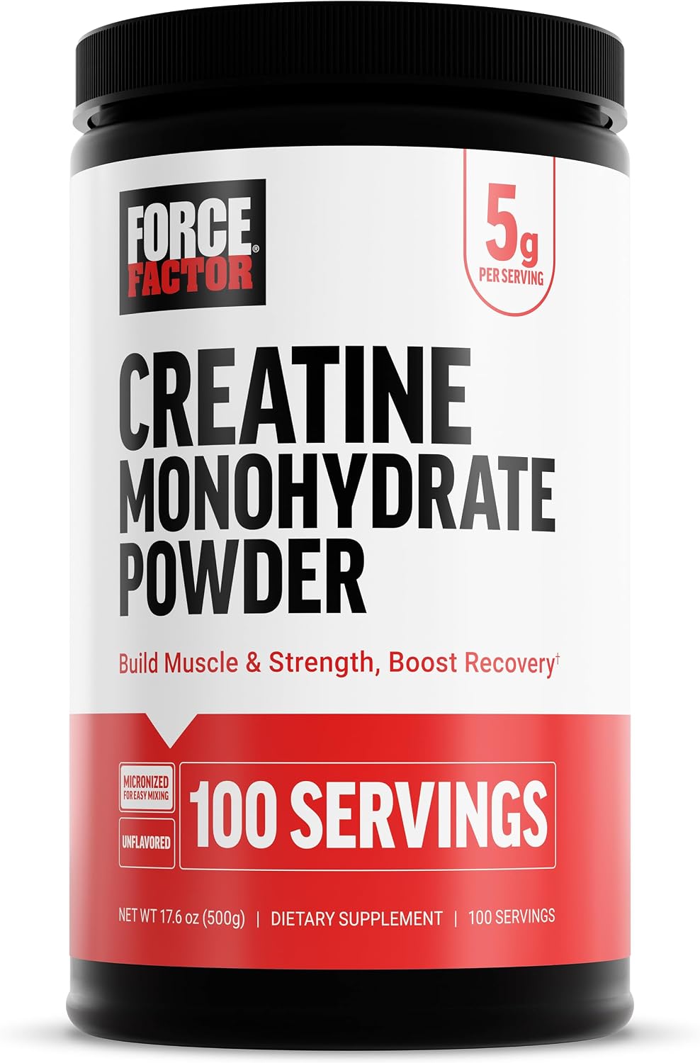 Force Factor Creatine Monohydrate Powder, 5g Dose, Micronized