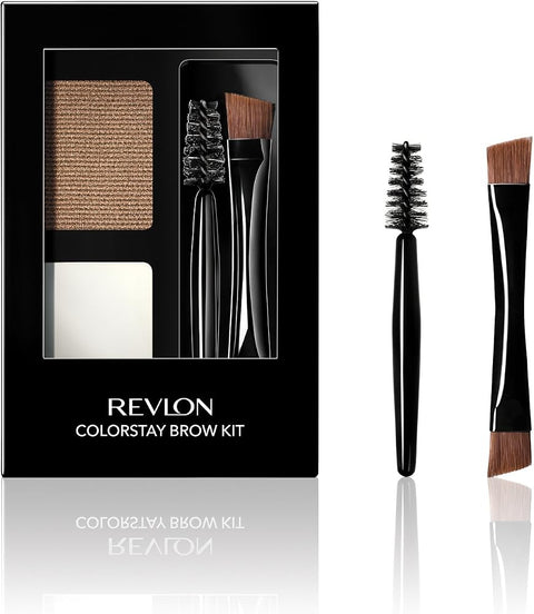 Revlon ColorStay Brow Kit, Includes Longwear Brow Powder, Clear Pomade, Dual-Ended Angled Tip Eyebrow Brush & Spoolie Brush, Blonde (105), 0.08 oz