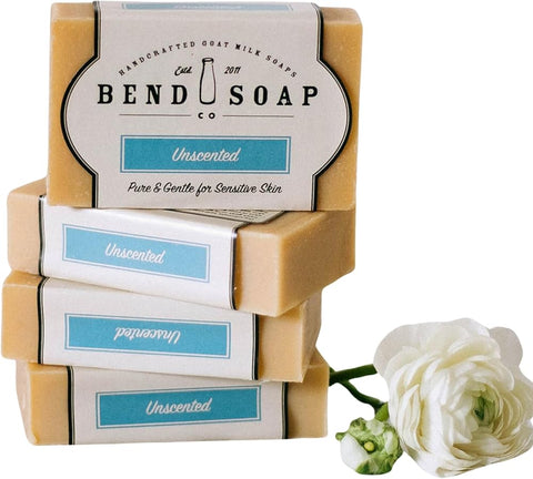 Bend Soap Company Unscented Goat Milk Soap , Fragrance Free Handmade Bar Soap for Sensitive Skin, Dry Skin & Everyday Use, 4.5 oz Bars - Personal Care