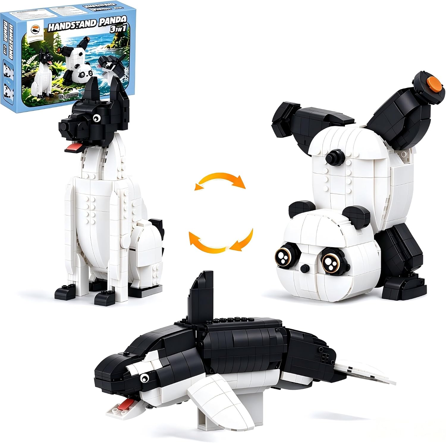 3 in 1 Animal Building Set Build a Panda, Dog or Whale For Kids