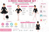 Moret Kids Girls Ballet Dance Outfit 3-Pack Matching Set, Black Elastic Pull-On Faux Wrap  - Image 3