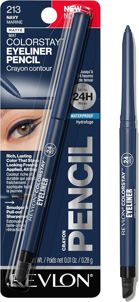 REVLON ColorStay Pencil Waterproof Eyeliner, 213 Navy, 0.01 oz