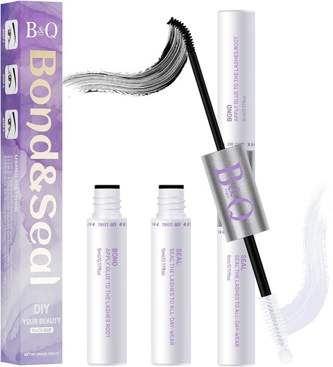 B&Q Lash Clusters Kit 280PCS Eyelash Clusters Kit,50D C 9-16MIX Individual Lash Comfortable Eyelash Extension Set, Classic Look with Bond and Seal Waterproof, Remover DIY at Home(Set,50D-C)