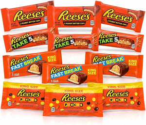 Reese'S Classic Variety 12 Pack, Cups Take 5 Fast Break Pieces | 12 pieces: 3 Peanut Butter Cups 1.5 oz, 3 Take 5 1.5 oz, 3 Fast Break King Size 3.5 oz, 3 Pieces King Size 3 oz.