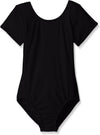 Jacques Moret Big Girls' Dance Short Sleeve Basic Leotard, Black Nylon, Large