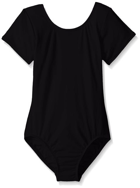 Jacques Moret Big Girls' Dance Short Sleeve Basic Leotard, Black Nylon, Large - Personal Care