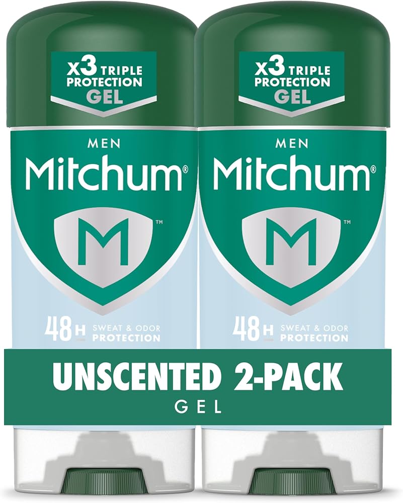 Mitchum Men’s Antiperspirant Deodorant Gel, Unscented, 2 pack