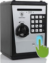 Lyght Mini ATM Savings Bank for Real Money, Electronic Voice Piggy Banks, Fingerprint Password, Kids Safe Box, Cool Stuff Gift for Boys and Girls Silver/Black