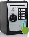 Kids Safe Bank with Fingerprint Password Talking ATM Piggy Bank for Real Money Toy Gift for 5-14 Years Old Boys Girls (Silver/Black)