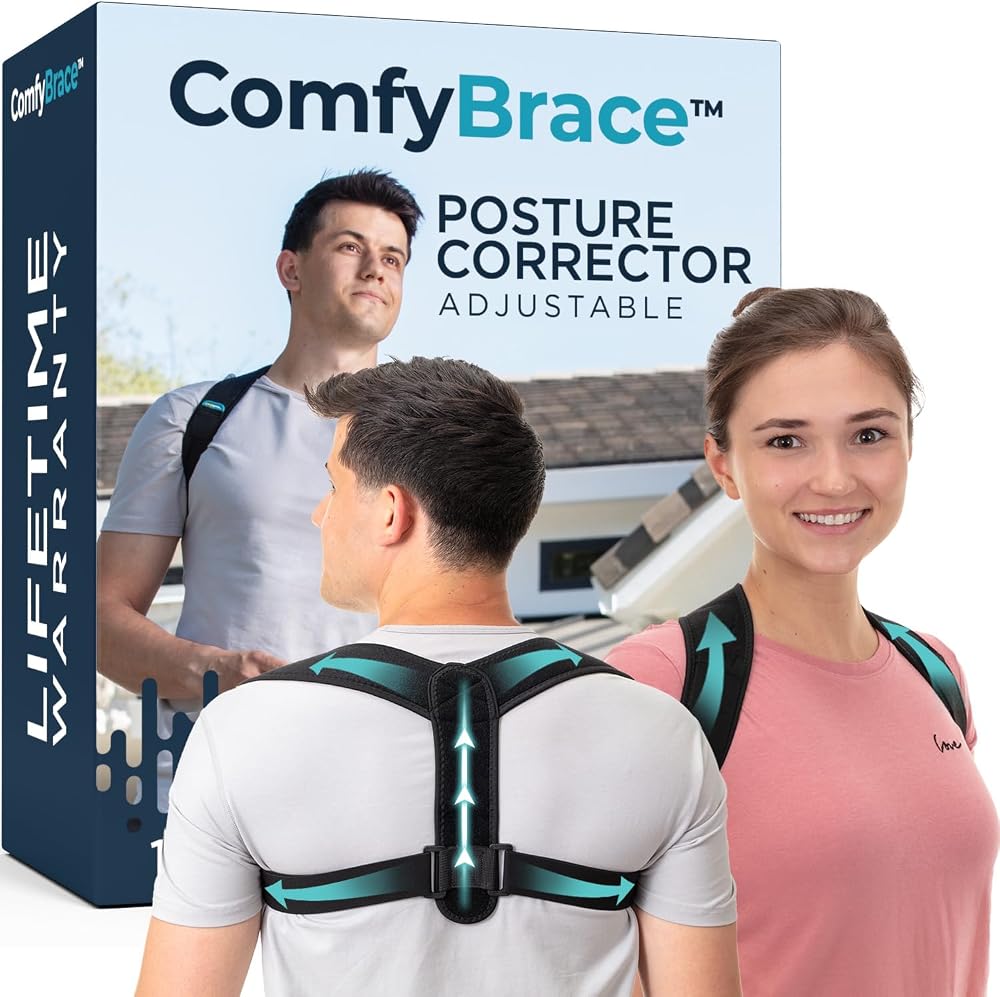 ComfyBrace Posture Corrector for Men and Women, Back Brace Straightener