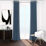 Indigo2ashNY 96" Room Darkening Curtains - Blue Sapphire/Light Blue - Louvre Burlap Linen  - Image 4