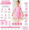 Moret Kids Girls Ballet Dance Outfit 3-Pack Matching Set, Pink Chiffon Wrap Skirt, Three-Q - Image 4