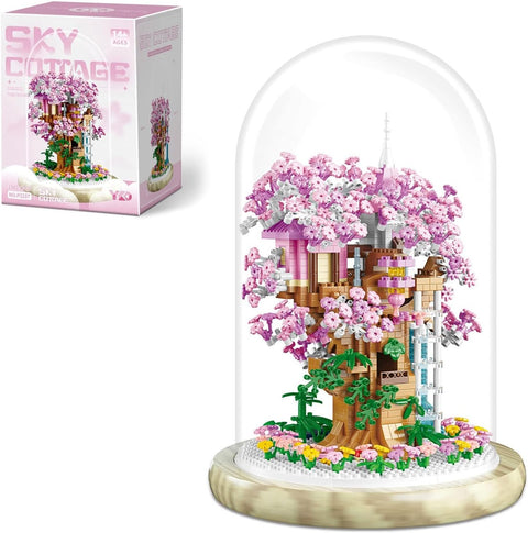 Cherry Blossom Bonsai Tree House Building Flowers Set for Adults
