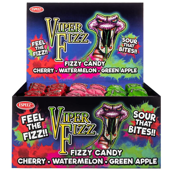 Espeez Viper Fizz – 48 Pieces Individually-Wrapped Sour Hard Candy Variety Pack Includes 3 Flavors: Cherry, Watermelon, and Green Apple Halloween Treats, Party Favors, Holiday Giveaways