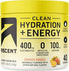 Ascent Clean Hydration + Energy Electrolytes Powder - 100mg Caffeine, 400mg Electrolytes, No Artificial Ingredients, Orange Mango 40 Servings