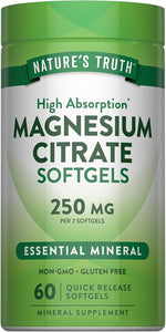 Nature's Truth Magnesium Citrate Softgels | 250mg | 60 Count