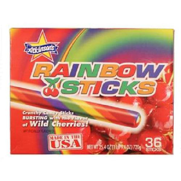 Atkinsons, Rainbow Sticks Box Wild Cherries, Count 36 - Sugar Candy / Grab Varieties & Flavors