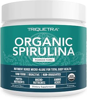 Organic Spirulina Powder – Made with Parry® Spirulina, Known for Superior Purity and Nutrient Density – Vegan Farming – Non-Irradiated – Blue-Green Algae Superfood Supplement – 75 Servings – 8 oz